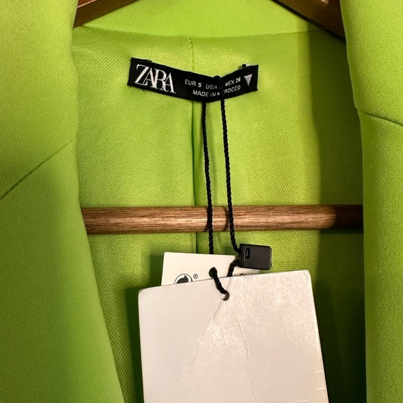 NWT ZARA lime green long blazer dress Y2K neon blogger - Picture 6 of 8